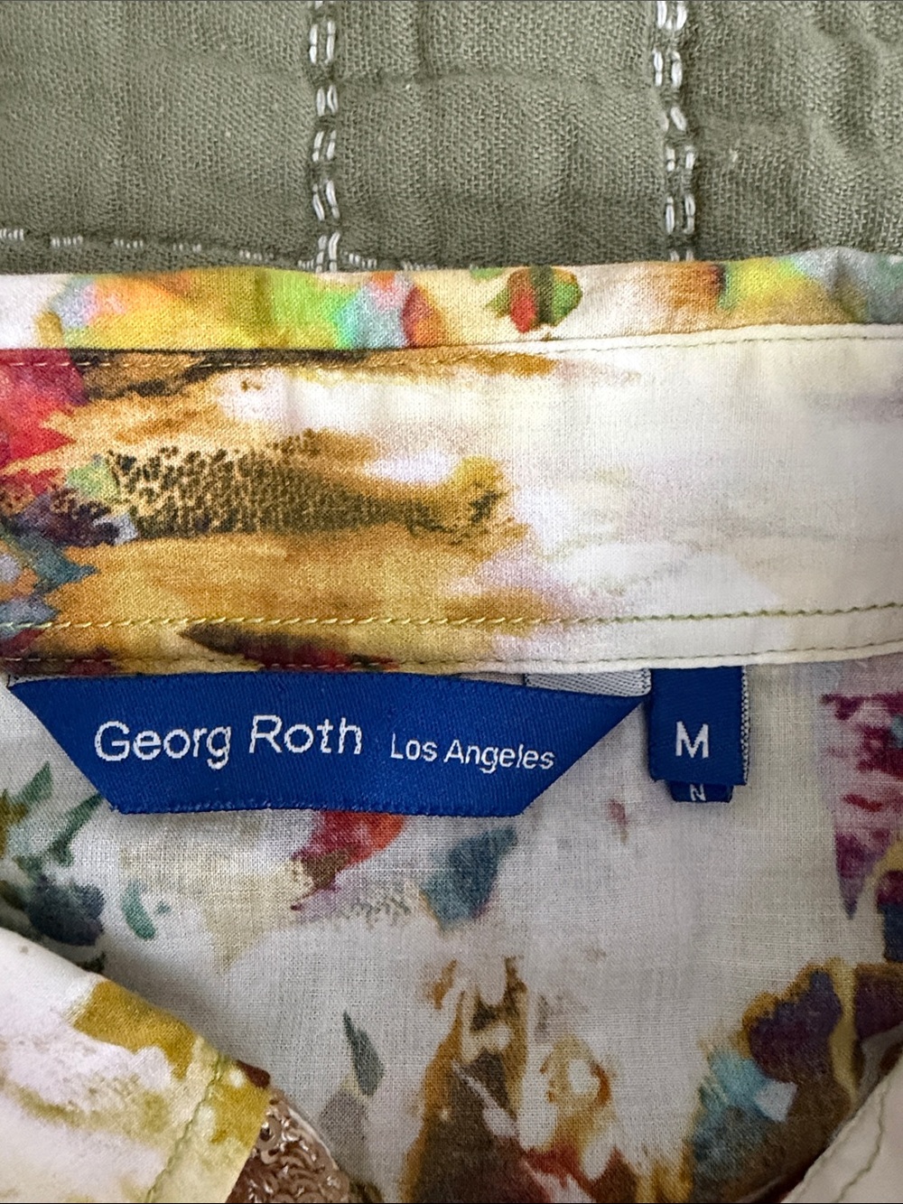 Georg Roth Los Angeles Watercolor Floral Cotton Tunic Top M Artsy Boho - Picture 2 of 8